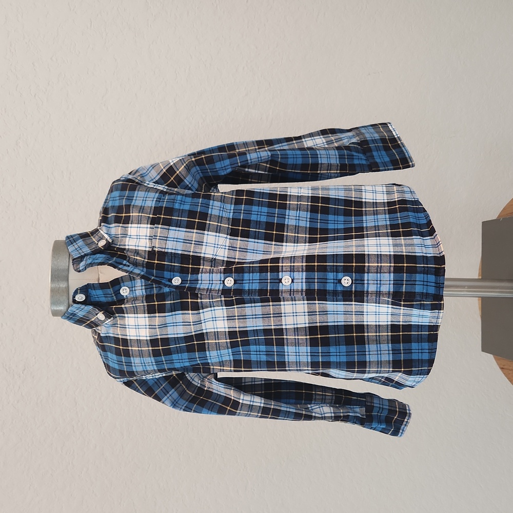 JCrew Crewcuts Boys Blue Plaid Printed Shirt Size 3